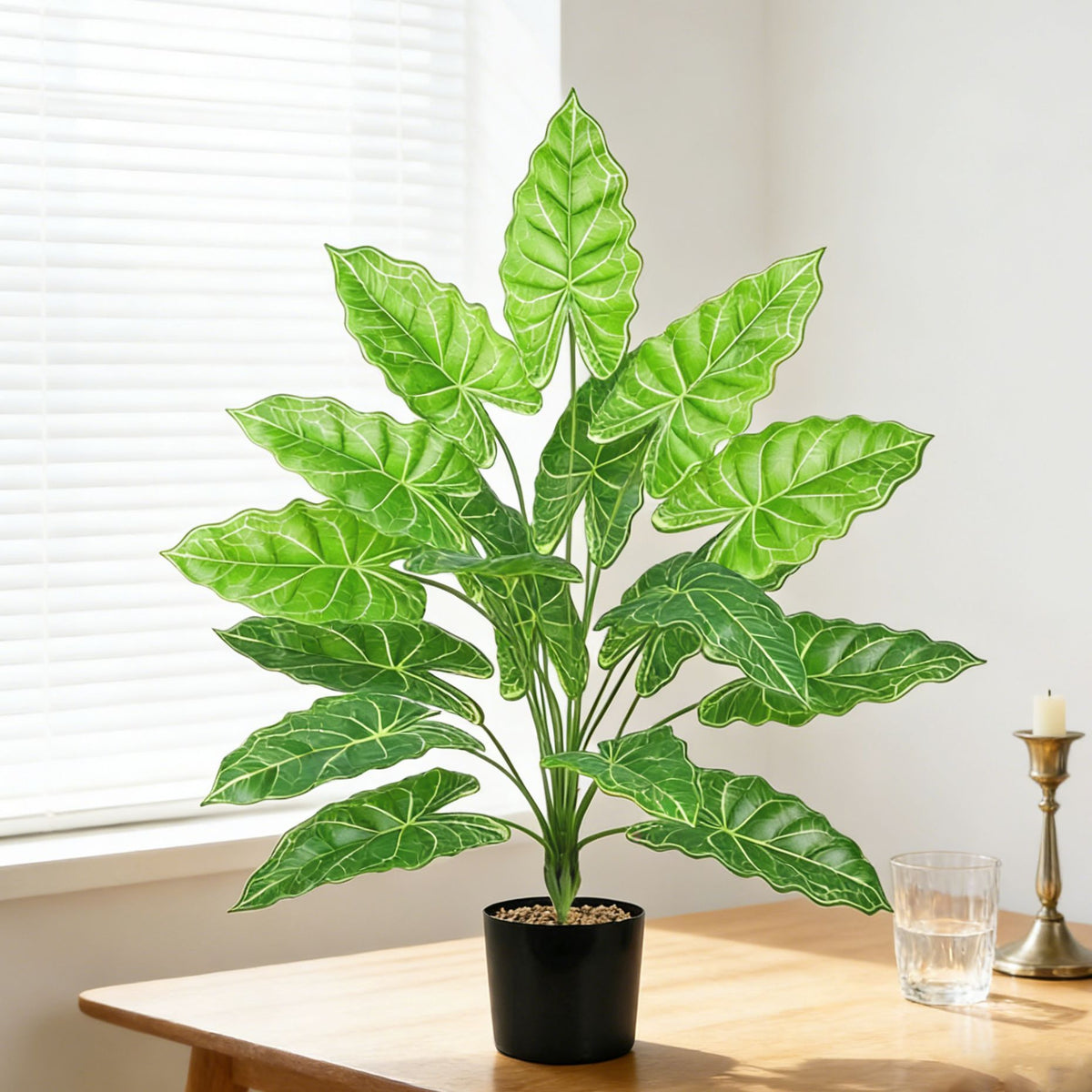 Plante Artificielle Colocasia, Décor Élégant pour Intérieur et Extérieur, 60 cm