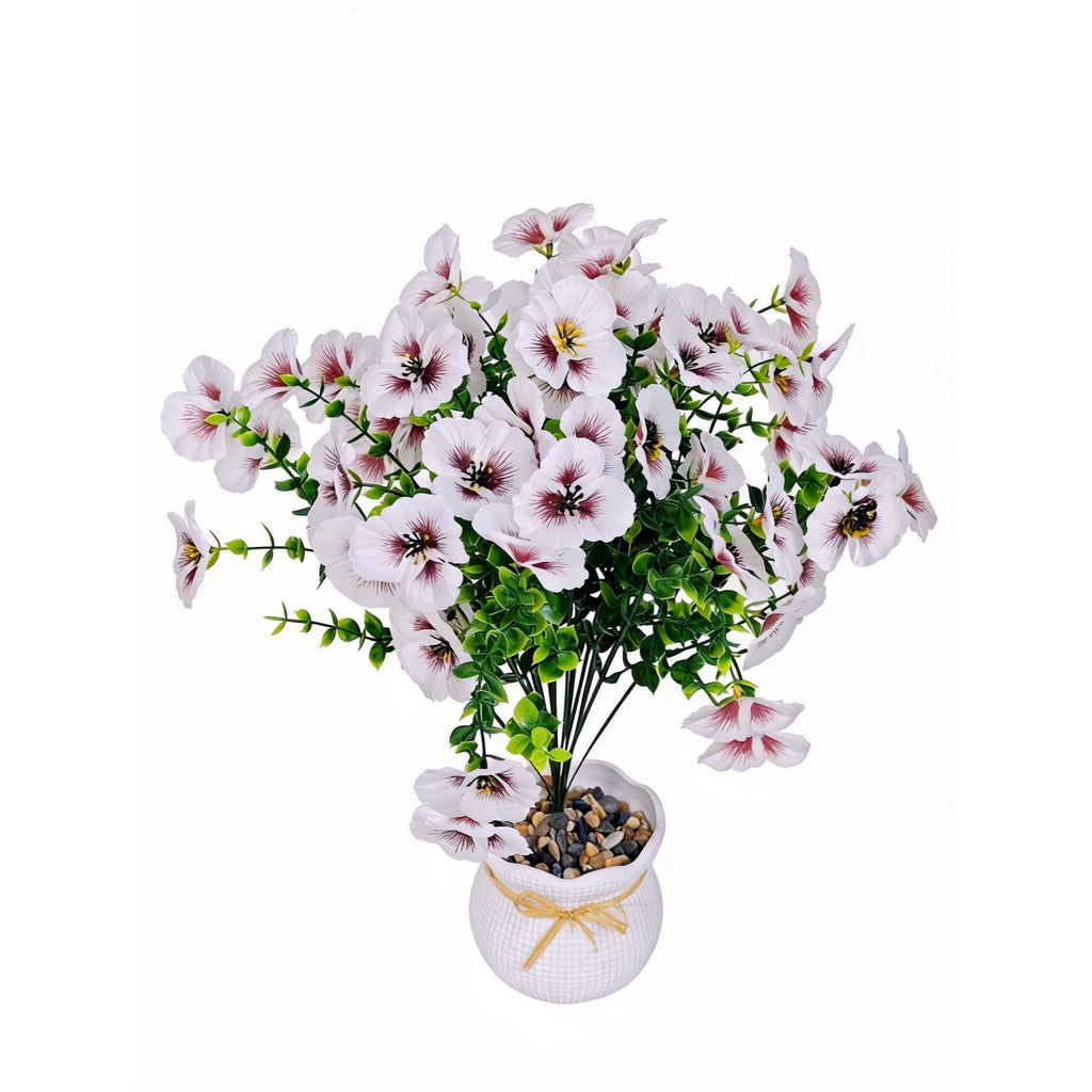 Fleur artificielle Eucalyptus, tige unique avec 3 fleurs, 35 cm, tissu polyester, décoration intérieure élégante