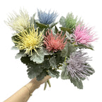 Tige unique d'Eryngium artificiel, 38 cm, en polyester soyeux, idéal pour mariages et décoration intérieure
