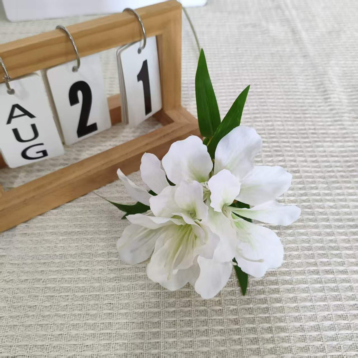 Fleur artificielle Rhododendron, 3 fleurs sur une tige de 70 cm, tissu polyester soyeux, décoration intérieure