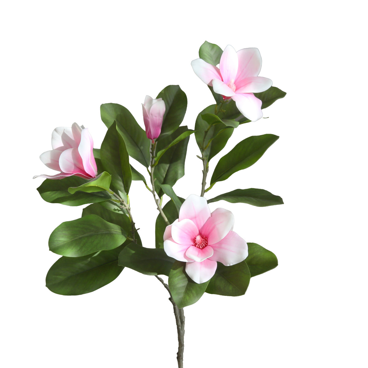 Magnolia artificiel en latex, tige unique avec 4 fleurs, 100 cm, blanc ou rose, décoration intérieure élégante, hôtel ou maison