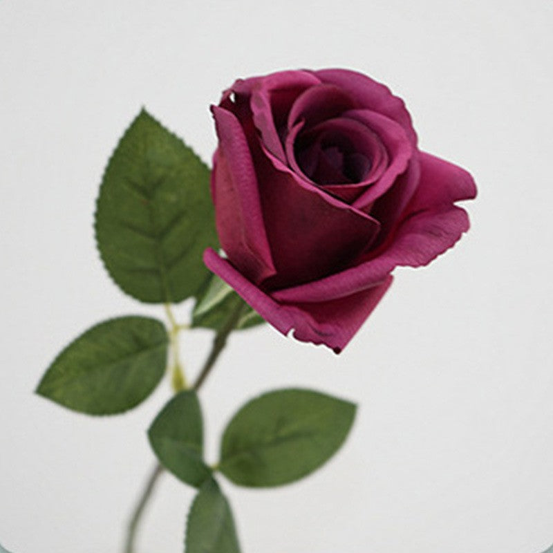 Rose artificielle en tissu soyeux 47 cm, tige unique avec 1 fleur de 8,5 cm, décoration élégante pour mariage, intérieur, vitrine