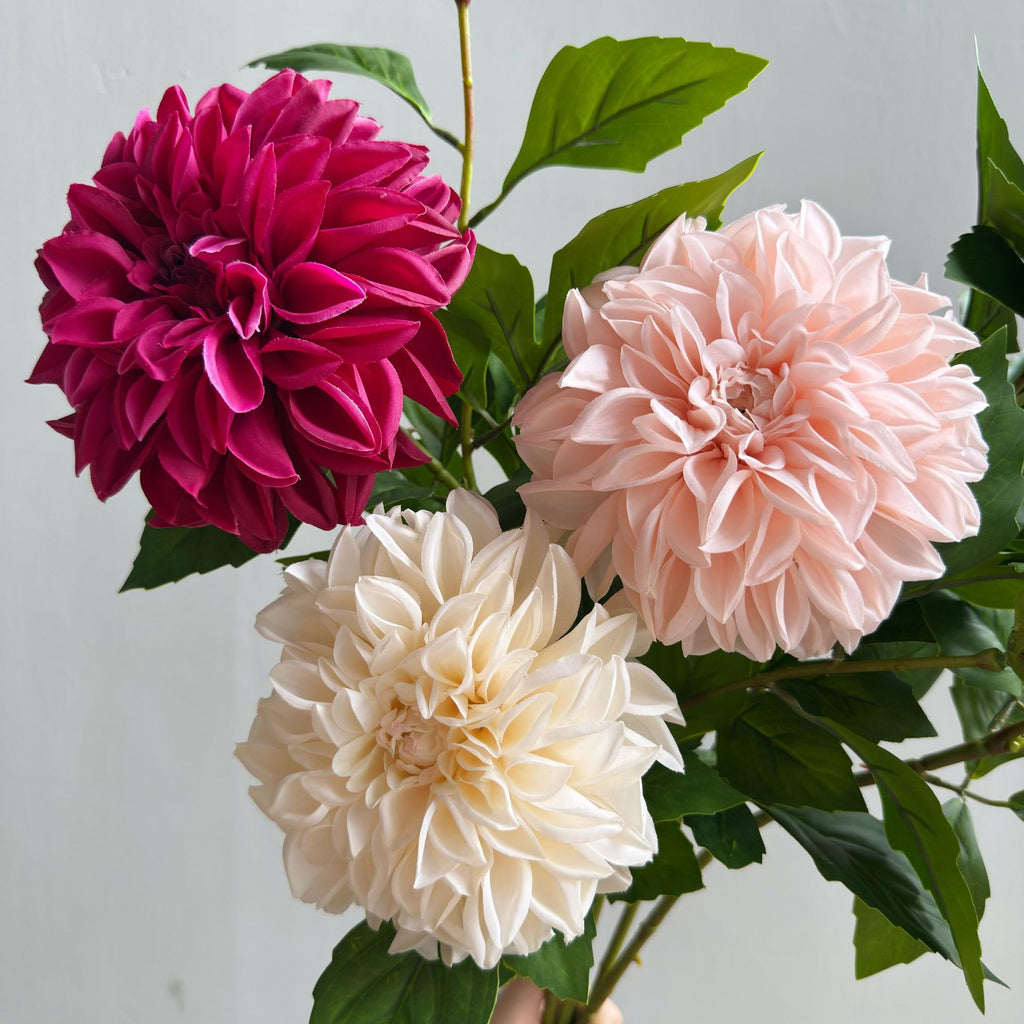 Fleurs artificielles Dahlias et Marguerites, 66 cm, tissu soyeux, décoration intérieure, chic et élégant