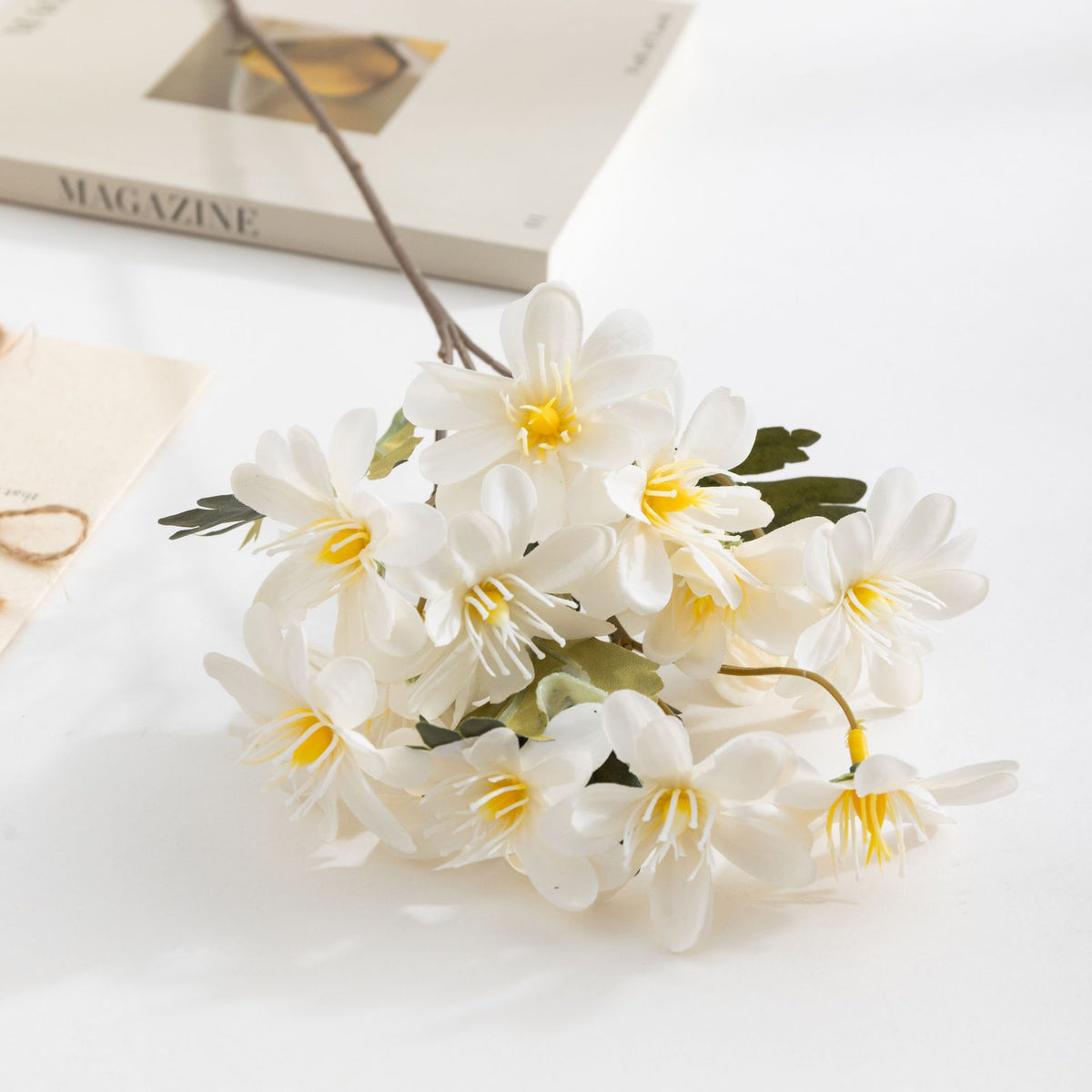 Bouquet de marguerites en polyester, 47 cm, idéal pour mariages et décoration intérieure