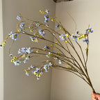 Fleur artificielle de Delphinium et Spirée de perles, 132 cm, tige unique, soie, jaune/bleu/blanc, décoration intérieure/extérieure, mariage, événements