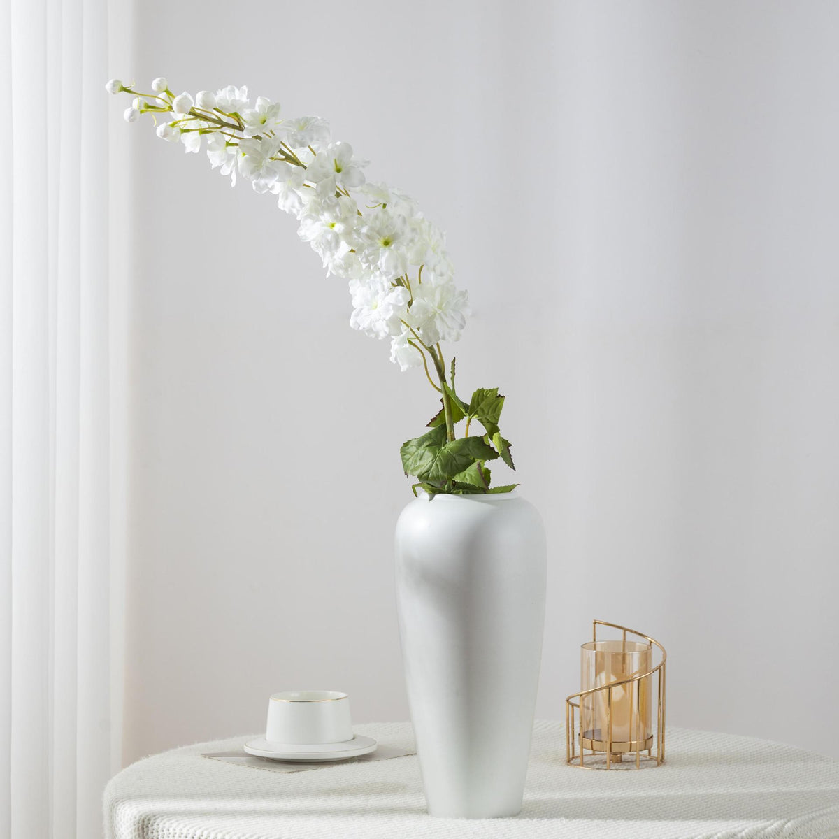 Fleur artificielle Delphinium, 115 cm, style moderne, tissu en polyester, idéal pour mariages et décoration intérieure
