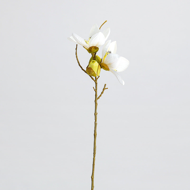 Fleur artificielle en coton d'Argentine, tige unique avec 4 fleurs, 42 cm, tissu soyeux, décoration intérieure