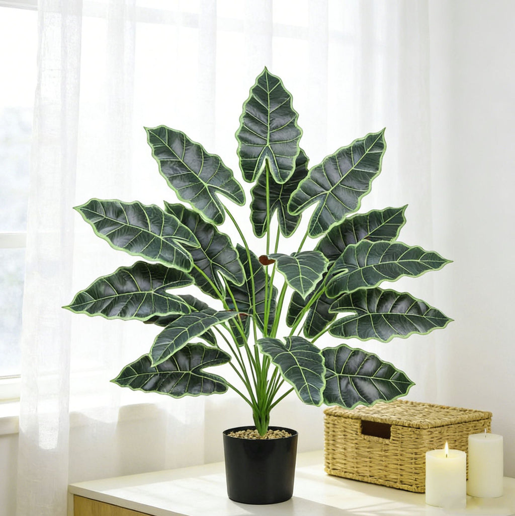 Plante Artificielle Alocasia, Décoration d'Intérieur et d'Extérieur, 60 cm, Style Scandinave
