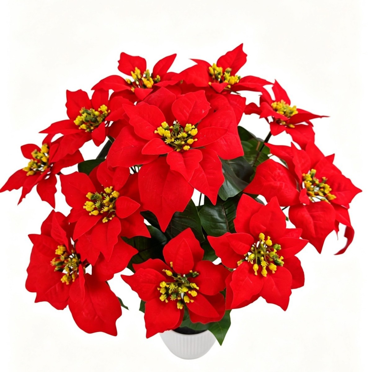 Bouquet de 12 fleurs artificielles Poinsettia, 50 cm, idéal pour mariages et décorations de Noël