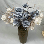 Rose artificielle Alice, tige unique avec 2 fleurs, 80 cm, tissu soyeux, décoration de mariage et maison