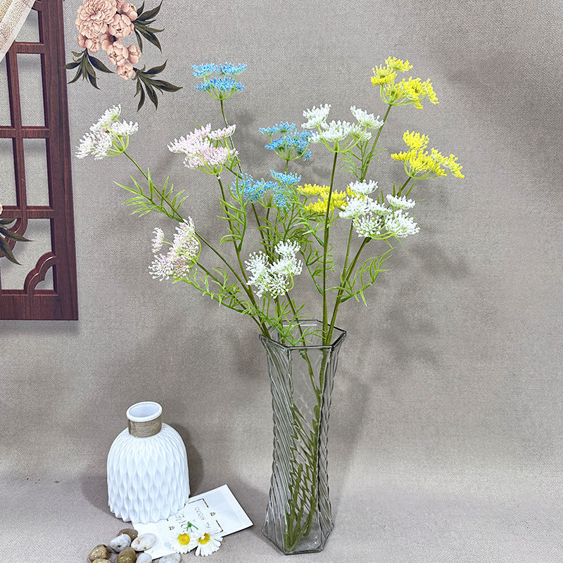 Fleur artificielle en dentelle à 3 branches, 24 fleurs par tige, 75 cm, pour décoration de mariage, maison et hôtel