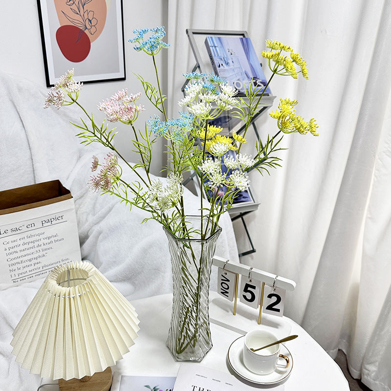 Fleur artificielle en dentelle à 3 branches, 24 fleurs par tige, 75 cm, pour décoration de mariage, maison et hôtel