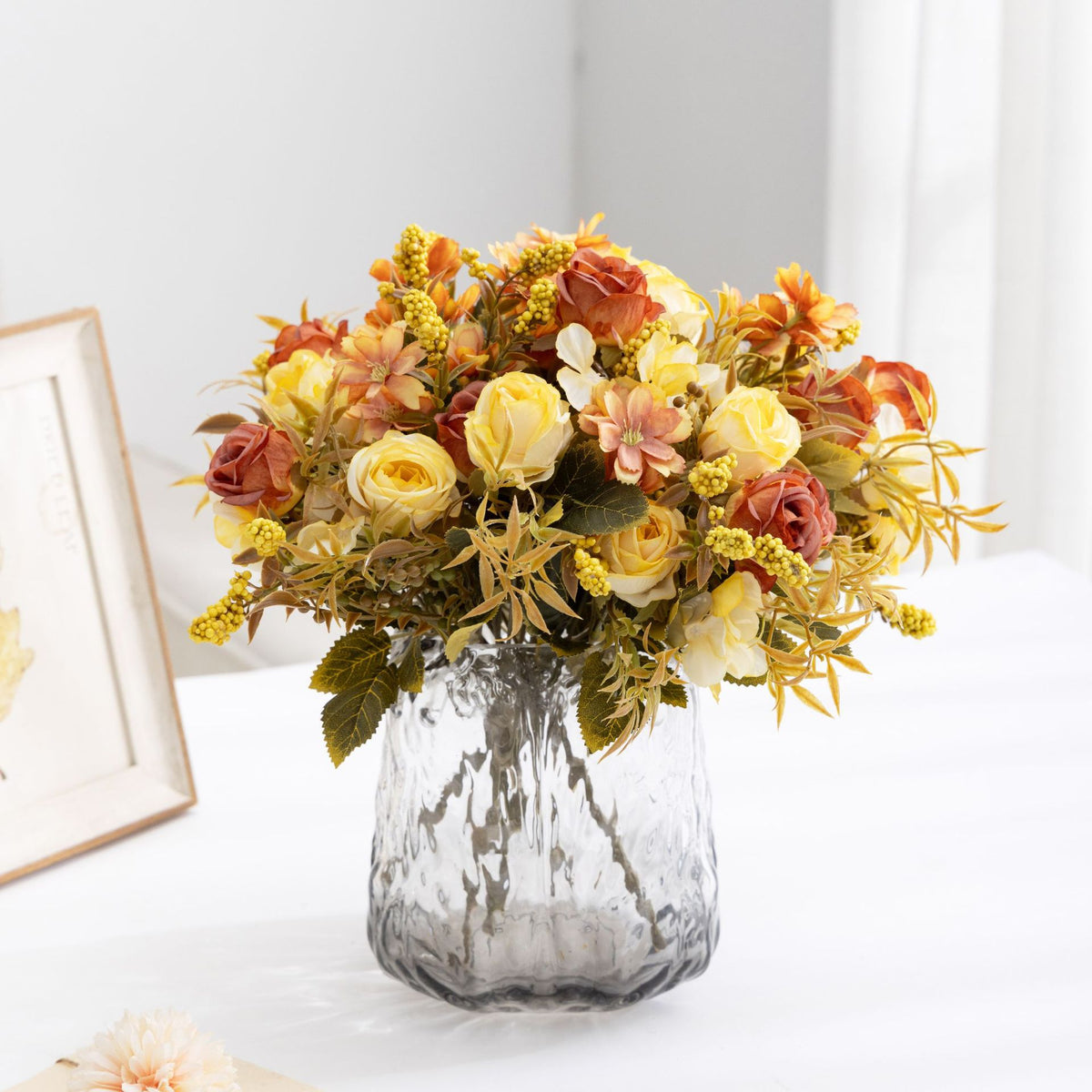Bouquet de Roses Artificielles en Soie, 35 cm, Décoration d'Intérieur, Mariage, Événements, Cadeau