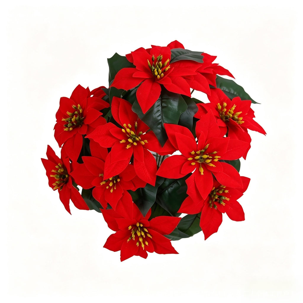 Fleurs artificielles de Poinsettia de Noël, 14 têtes, 50 cm, pour décoration de fêtes et mariages