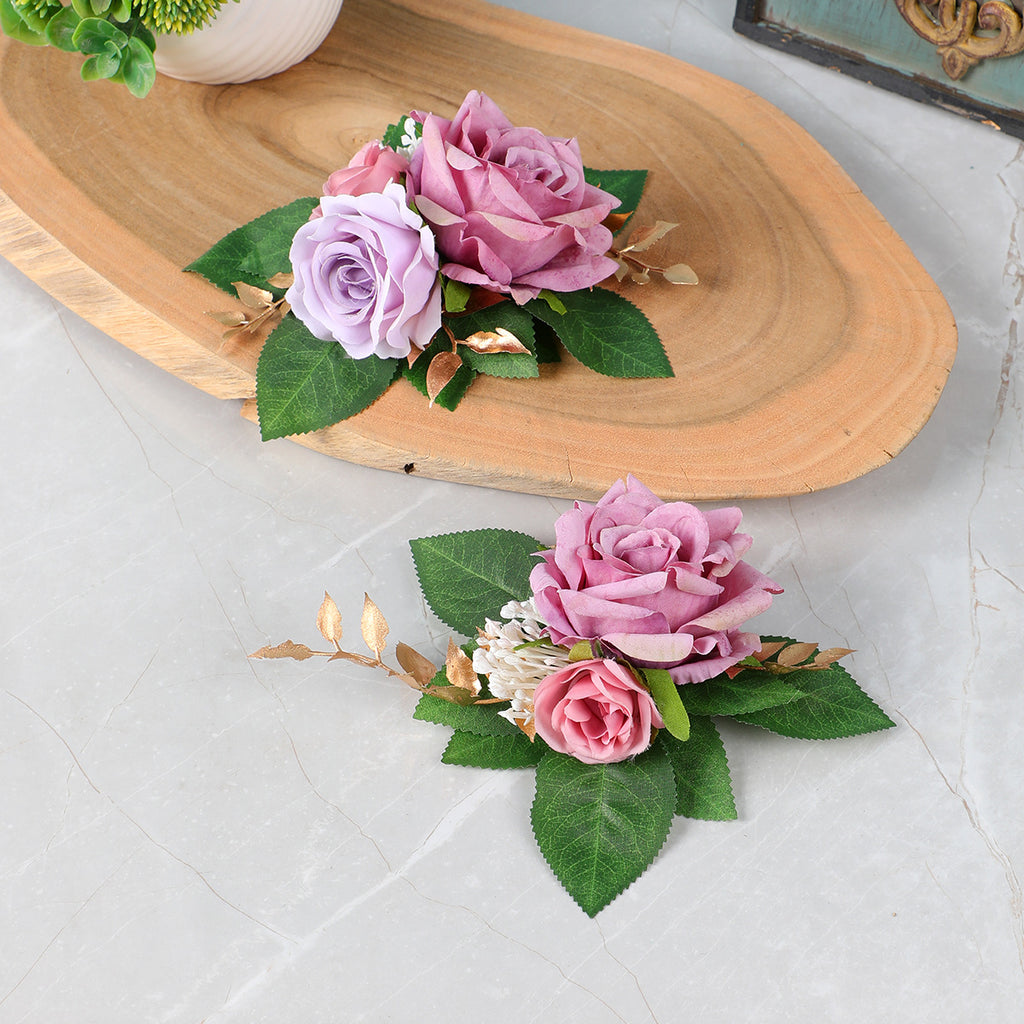 Fleurs artificielles roses, bouquet de 3 fleurs, 24 cm, style rétro, idéal pour mariages et décoration intérieure