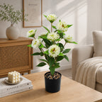 Bouquet de Chrysanthèmes Pompons Artificiels, 57 cm, 9 Fleurs, Décoration Élégante pour Mariage, Bureau ou Maison