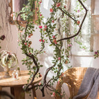 Guirlande de Roses Angustifolia et Petites Roses, 145 cm, Tissu Polyester, Décoration Murale et Arche de Mariage