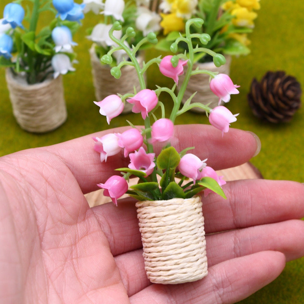 Mini Muguet en Pot, Plante Artificielle pour Décor d'Intérieur, 10 cm, Style Champêtre