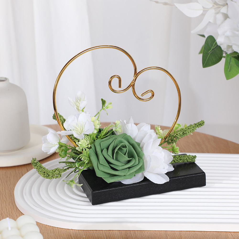 Bouquet artificiel vintage roses et pâquerettes, 3 fleurs, 19 cm, pot inclus, décoration mariage et intérieur