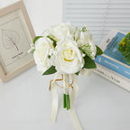 Bouquet de roses et gypsophile artificiel, 27,5 cm, idéal pour les mariages