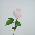 Rose artificielle en tissu soyeux 47 cm, tige unique avec 1 fleur de 8,5 cm, décoration élégante pour mariage, intérieur, vitrine