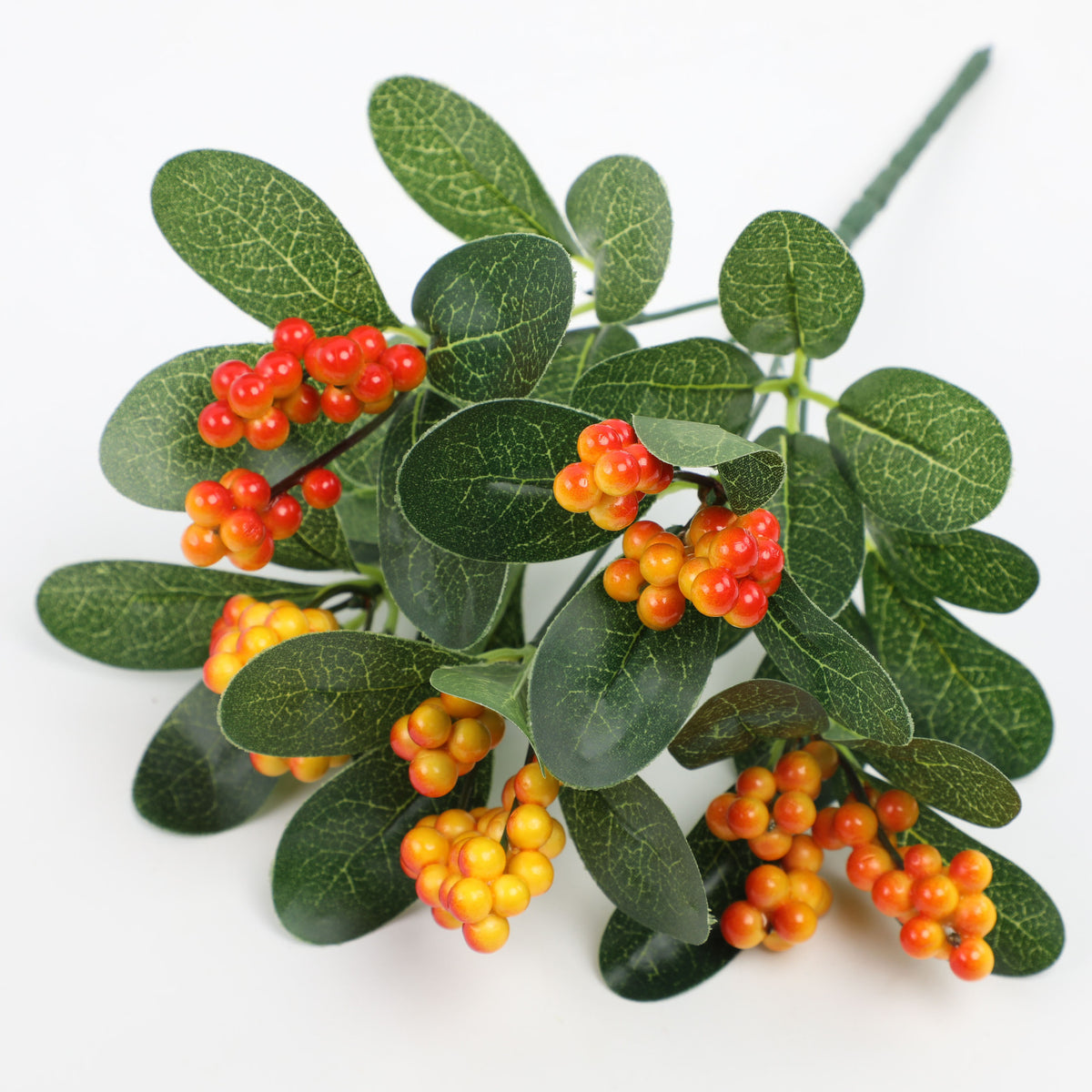 Décoration florale artificielle en feuilles d'eucalyptus et fruits rouges, 27 cm, pour mariage, maison, boutique