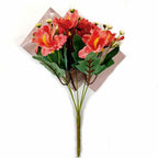 Bouquet de 10 fleurs artificielles de Cattleya, style champêtre, 30 cm, tissu soyeux, décoration intérieure