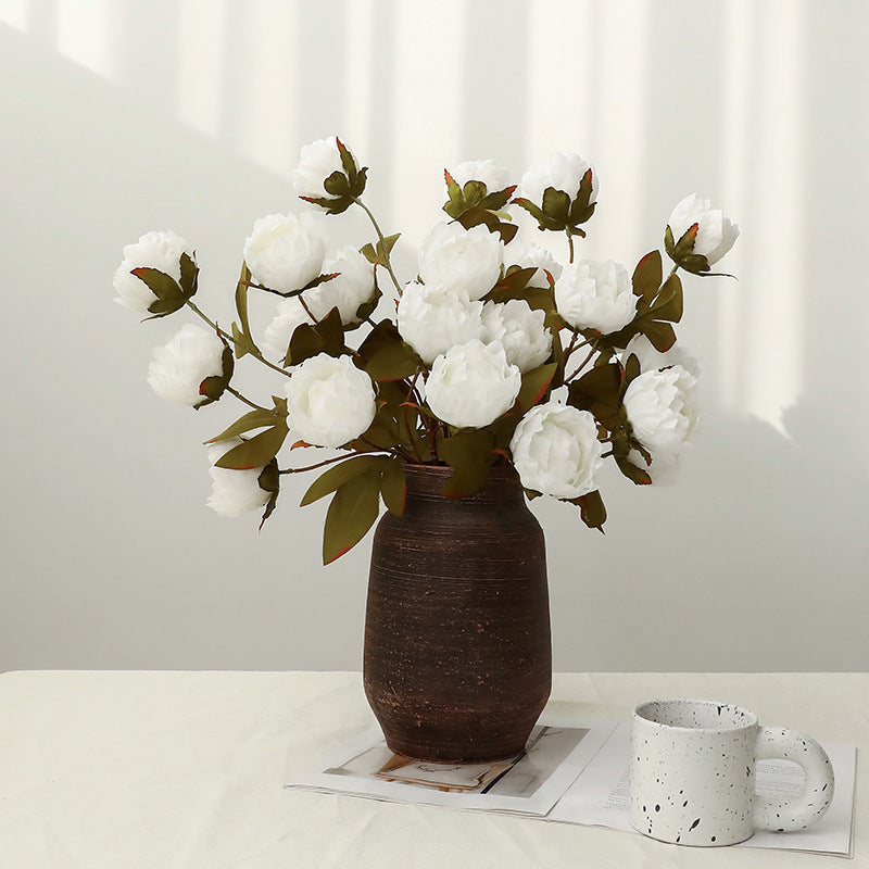 Bouquet de pivoines artificielles en soie, 4 fleurs, 73 cm, décoration élégante pour mariage, intérieur et extérieur