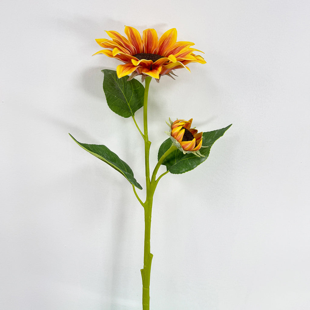 Tournesol Artificiel, Tige Unique avec 2 Fleurs, 116 cm, Décoration Élégante pour Mariage et Intérieur