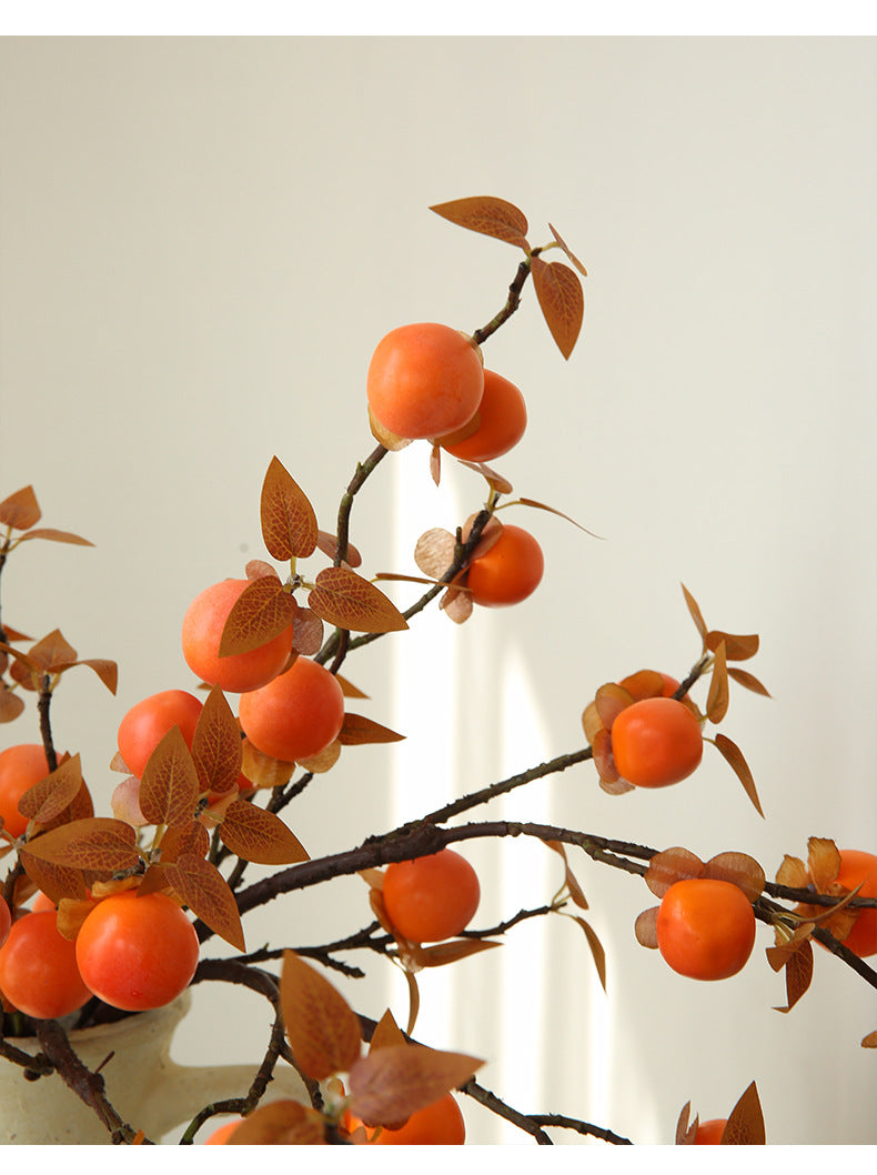 Branche artificielle de kakis d'automne, décoration d'intérieur, 66 cm, style rétro, pour maison, hôtels et vitrines