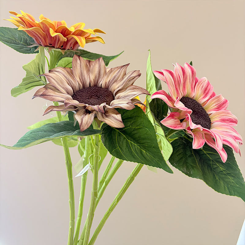 Tige artificielle de tournesol 69 cm, fleur en tissu soyeux, décoration intemporelle pour maison, mariage, commerce
