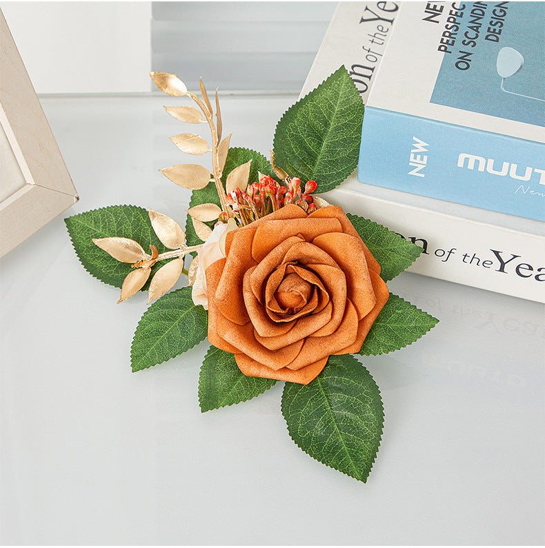 Fleurs artificielles roses, bouquet de 3 fleurs, 24 cm, style rétro, idéal pour mariages et décoration intérieure