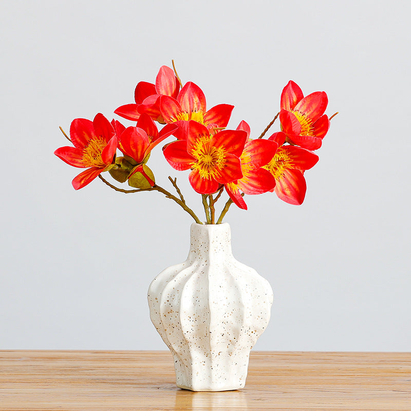 Fleur artificielle en coton d'Argentine, tige unique avec 4 fleurs, 42 cm, tissu soyeux, décoration intérieure