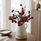 Faux litchi en grappe, 15 fruits avec feuilles, décoration champêtre, 55 cm, sans pot