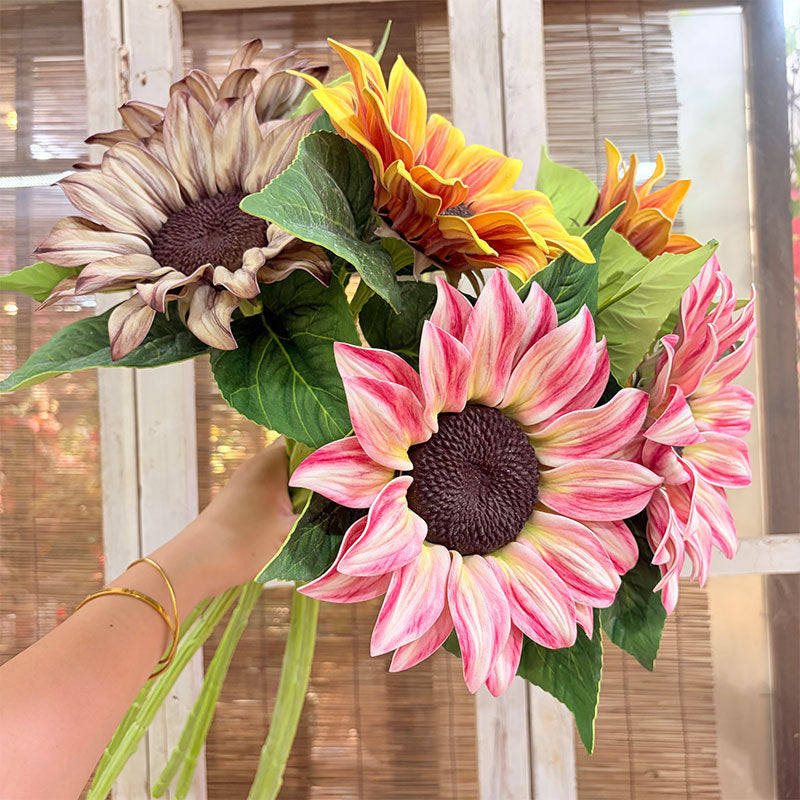 Tige artificielle de tournesol 69 cm, fleur en tissu soyeux, décoration intemporelle pour maison, mariage, commerce
