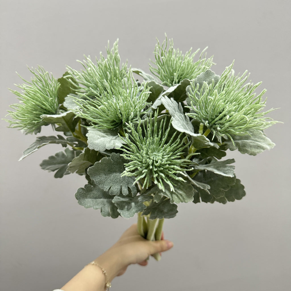 Tige unique d'Eryngium artificiel, 38 cm, en polyester soyeux, idéal pour mariages et décoration intérieure