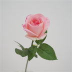 Rose artificielle en tissu soyeux 47 cm, tige unique avec 1 fleur de 8,5 cm, décoration élégante pour mariage, intérieur, vitrine