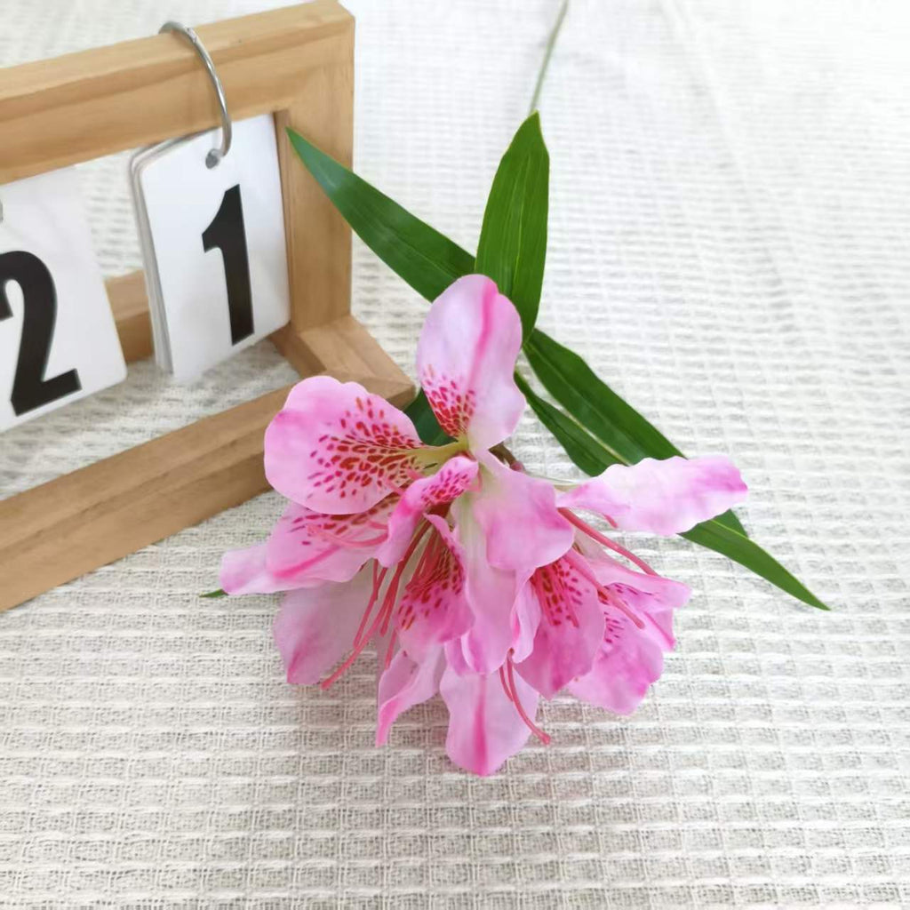 Fleur artificielle Rhododendron, 3 fleurs sur une tige de 70 cm, tissu polyester soyeux, décoration intérieure