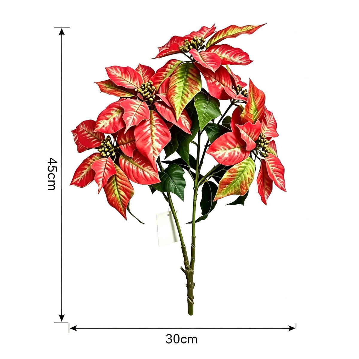 Branche de Poinsettia Artificiel, 12 Fleurs, 45 cm, Décoration de Mariage ou Maison