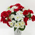 Fleurs artificielles géraniums, bouquet de 5 fleurs, 34 cm, idéal pour décoration intérieure et extérieure
