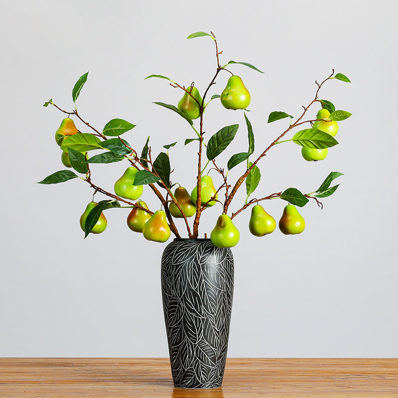 Branche décorative en mousse avec poires en faux fruits, 98 cm, décoration d'intérieur élégante, pour maison, hôtel ou mariage
