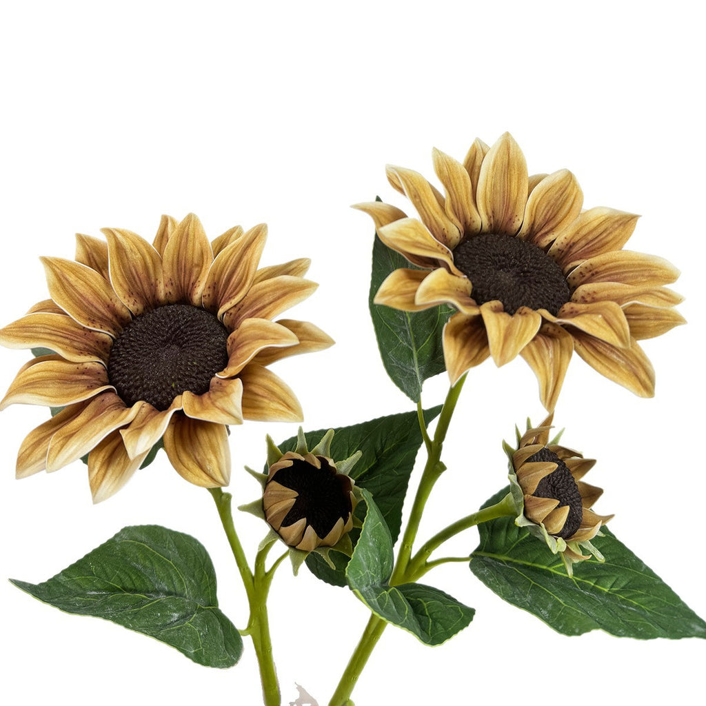 Tournesol Artificiel, Tige Unique avec 2 Fleurs, 116 cm, Décoration Élégante pour Mariage et Intérieur