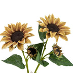 Tournesol Artificiel, Tige Unique avec 2 Fleurs, 116 cm, Décoration Élégante pour Mariage et Intérieur
