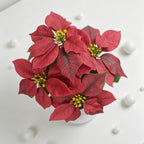 Plante Artificielle Poinsettia avec 5 Fleurs, Décoration de Noël, 52 cm
