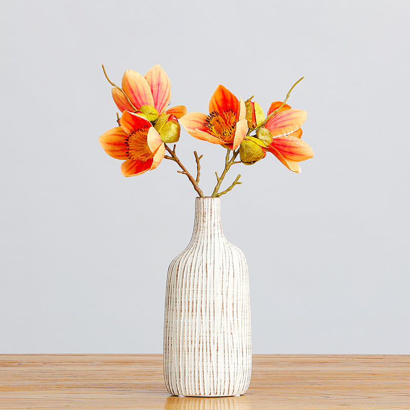 Fleur artificielle en coton d'Argentine, tige unique avec 4 fleurs, 42 cm, tissu soyeux, décoration intérieure
