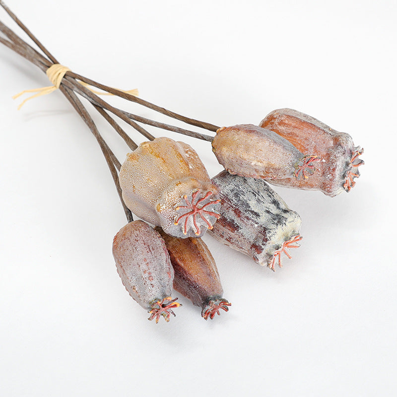 Bouquet de coquelicots artificiels, 6 têtes, 27 cm, décoration intérieure, style champêtre