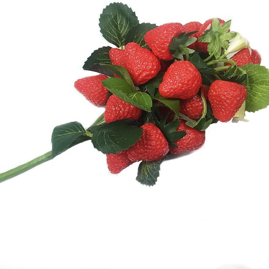 Bouquet de fraises artificielles 19 fruits, 28 cm, décoration intérieurs mariages cadeaux