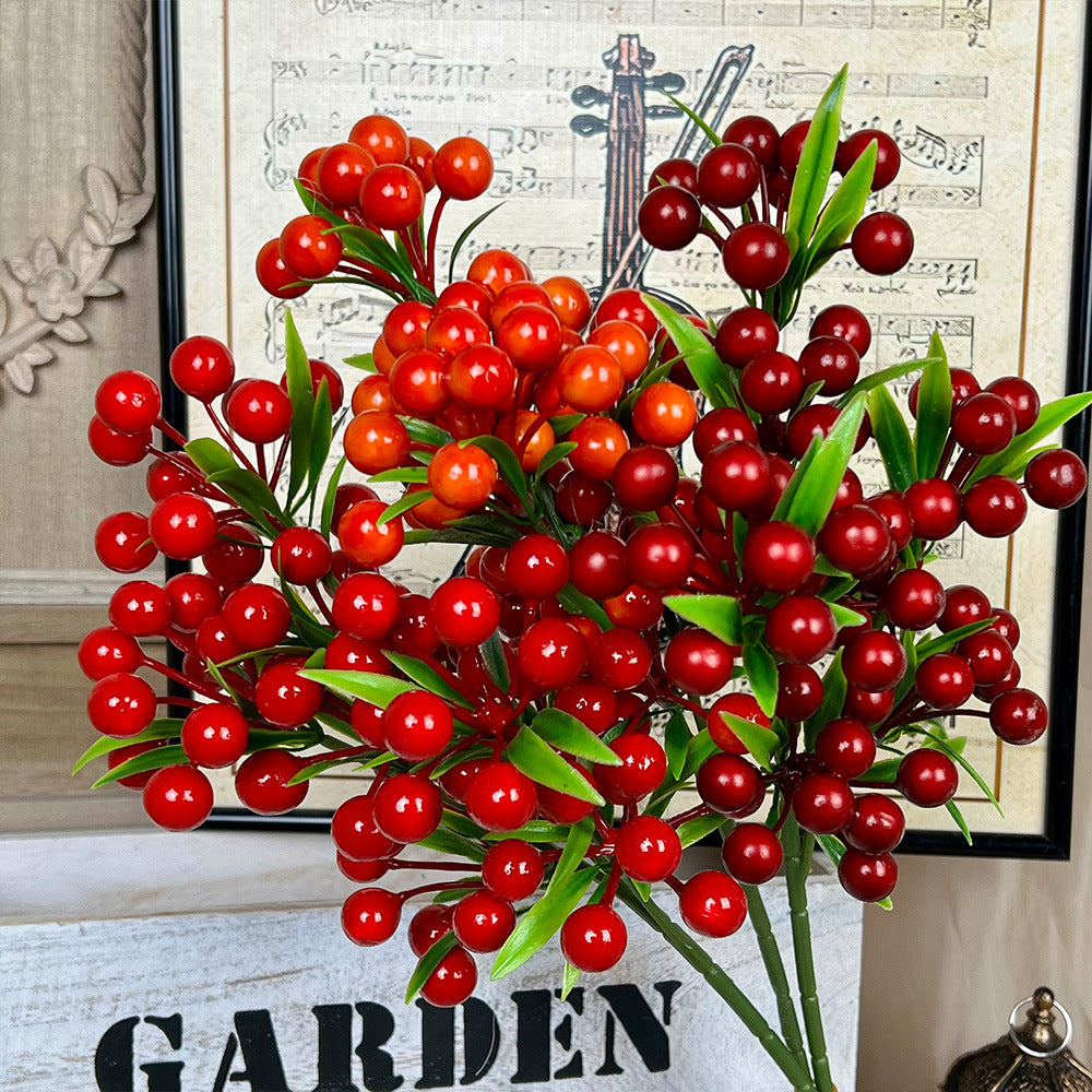 Branche de Baies Artificielles, Décoration de Noël, 35 cm, Plastique, Élégance Rétro, Pour Intérieur, Mariage, Bureau, Café