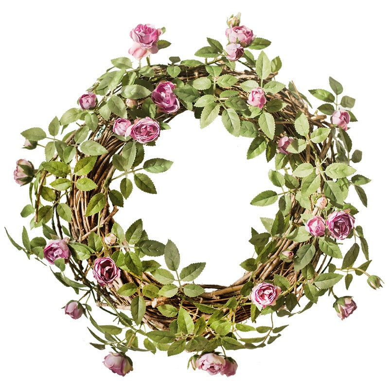 Guirlande de Roses Angustifolia et Petites Roses, 145 cm, Tissu Polyester, Décoration Murale et Arche de Mariage