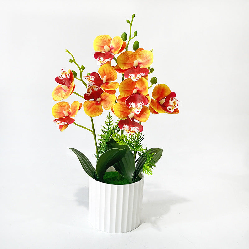 Pot de 9 orchidées papillon, plante artificielle en pot pour décoration intérieure, mariage et bureau, 31.5 cm